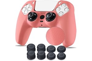 YoRHa Impugnatura dei Struttura Silicone Pelle Cassa Skin per Controller PS5 x 1 (Corallo) con Thumb Grips x 8