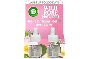 Airwick Air Freshener Plug in Diffuser Refill| Room Air Freshener|Fragrance : Wild Rose and Patchouli| Contains : 2 x 19ml| Usage: Lasts Upto 500 Days (100 Days per Refill)