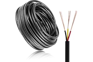 ZoZoMaiy Flexible Cable Eléctrico 22AWG 3 Núcleos Alambre Negro 10M cable electronica PVC Cable Eléctrico Resistente a la oxidación Diámetro 3.8mm para aplicaciones eléctricas ligeras