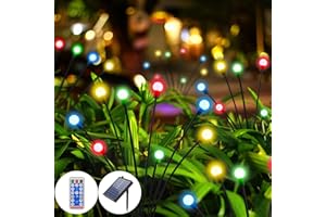 AONESY Solar Lights Outdoor Garden, 4 Pack 32 LEDs Firefly Solar Lamps Ornament, Waterproof Fairy Lights for Lawn Pathway Backyard Decor（Color）