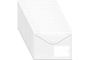 GoodtoU A5 Plastic Wallets Clear - 24 Pcs Popper Wallet Document File Folder with Press Stud for School Office Travel Storage