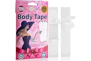 CLEANSE Double Sided Body Tape (120 Pack) & Clothing Fashion Tape - Clear, All-Day Strong Adhesive for All Fabric Types, Gentle on Sensitive Skin, Transparent Color for All Skin Shades, Boob Tape