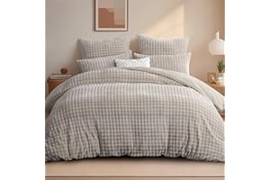 ‎RUIKASI RUIKASI Winter Plüsch Bettwäsche 200x220 3teilig Beige - Warme Kuschelig Weich Flauschige Flanell Fleece Bettwäsche Luxus Wende Bettbezug mit Reißverschluss und 2 Kissenbezug 80x80cm