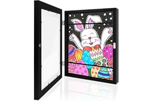 TOUYINGER Kids Art Frame, Kids Artwork Display Frame A4 Front Opening Childrens Art Projects Wooden Frame for 150 Pictures, Display or Storage Your Kids Drawing Crafting