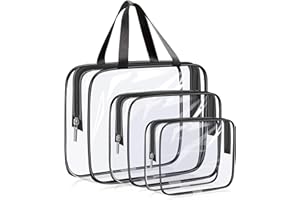 Elalove Borsa Trasparente 3 Pezzi per Viaggio, Beauty Case Impermeabile con Zip, Pochette Mare Donna per Cosmetici, Accessori da Toletta e Prodotti Beauty