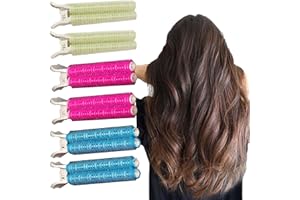 Qiwenr 6pcs Bigoudis Coiffure Auto-Agrippants, Heatless Hair Curlers, Bigoudis De Pièces Ens Ensembles De Rouleaux à Cheveux, Rouleaux à Cheveux Bigoudis Cheveux,Heatless Hair Curlers(Vert+Bleu+Rouge)