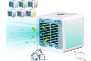 BEPER P206RAF200 Refroidisseur d'air Portable, Climatiseur Mobile Mini, Humidificateur, Purificateur avec 7 Couleurs LED, Blanc et Gris