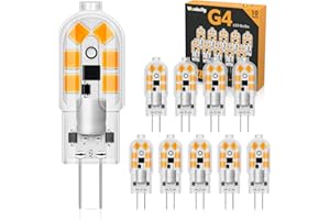 Wonkelly G4 LED Lampe, 10er 3000K 200LM Led Leuchtmittel, 2W Led Glühbirne Warmweiss Ersatz 20W Halogenlampen, AC/DC 12V G4 Led Birne Kein Flackern Nicht Dimmbar Geeignet für Wohnzimmer, Schlafzimmer