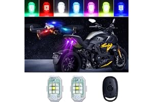 LIGHEID 7 Colors Wireless Led Strobe Anti-Collision Lights with Remote, USB Rechargeable Night Riding Motorcycles LED Aircraft Strobe Lights, High Brightness Mini Flashing Strobe Light for Vehicles, Pack of 2