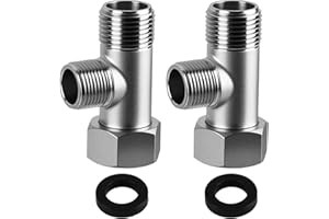 TOALUEA 2 Stück 3-Wege Verbindungsventil, T-Stück 3/8" 7/8" Umschaltventil mit 2 Unterlegscheibe, 3 Wege T-Stück Wasseranschluss Verteiler Reinkupfer Oberfläche Vernickelt für Haus Toilette, Anschlussventil