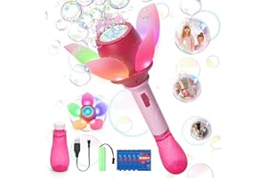 YOTOY Toys for 3 4 5 6 7 8 9 10 Year Old Girls Kids: Flower Bubble Wand Machine for Toddlers Birthday Gifts for 3-8 Years Old Kids Lotus Bubble Blower Maker Party Weddings Garden Games Outdoor Toy