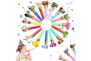 JISRKP 30 PCS Party Blowers, Colourful New Years Eve Blowers, Fun Party Whistles Blowers Kids Party Bag Fillers for Kids, Party Horns Supplies for Birthday Party, Anniversary, New year and Wedding