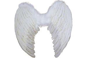 Yummy Bee - Angel Wings Adult - Black Angel Wings - Devil Wings - Glitter Wings - Feather Large Wings 60x40 cm (White - Gold Glitter)