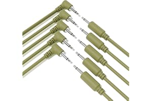 ExcelValley - 5-Pack Hybrid Mono Modular Patchkabel TS 3,5mm 1/8" [Armee Grün | 60 cm - 23,62"]