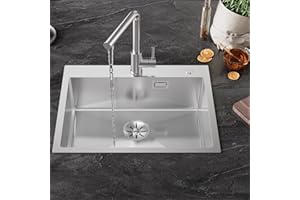 Sofetiy Fregadero de Cocina Moderno 60×48cm - Acero Inoxidable, Rectangular, Sobre Encimera, 1 Seno