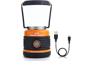 AYL LED Camping Lantern Rechargeable, 1800LM, Camping Lamp, 4 Light Modes, 4400mAh Power Bank, IP44 Waterproof, Rechargeable Lantern for Hurricanes, Emergency, Power Outages, USB Cable Included