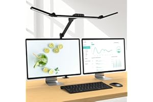 EPABINA 24W Superhelle Dimmbare LED Schreibtischlampe, 1500 Lumen LED Tischlampe für Haushalt und Büro mit Ambiente-Licht, Tageslichtlampe, Klemmlampe mit Drehbarer Lichtstange, Bürolampe [Energieklasse G]