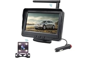 TASIA 3T6B Cámara de Visión Trasera de Inalámbrica, WiFi Cámara 4,3 Pulgadas, Plegable, LCD, TFTMonitor, IP67 Resistente al Agua, caméra de sécurité sans Fil pour Voiture