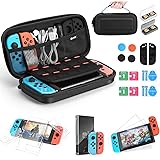 iAmer Kit 11 in 1 Accessori per Nintendo Switch, Custodia per Nintendo Switch,Cover Trasparente, 2 Pellicola Vetro Temperato,