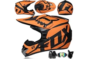 ARMAAN Youth Men Women Full Face Motocross Helmet Downhill Mountain Bike Motorcycle Cross Helmets, DOT Certification, with Goggles Gloves Face Shield,Color H-M(54~55cm)