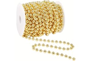 TK GRUPPE TIMO KLINGLER Collar de perlas de 15 metros, guirnalda dorada – Cinta de perlas para árbol de Navidad – Decoración y decoración de Navidad