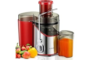 ‎JUILIST Juilist Licuadora para Verduras y Frutas, Canal de Alimentación de 65 mm, 3 Posiciones, con Cepillo de Limpieza, Fácil de Limpiar, Sin BPA, Rojo