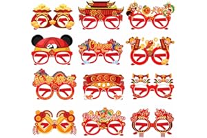 Ximinwzm 12 Pcs Chinese New Year Party Glasses, Chinese New Year Decorations 2026, Happy New Year Eyeglasses for Years Eve Photo Props and New Years Eve Party Supplies