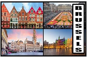 MILLHOUSE PRINTS Brussels - Belgium - Post Card Style Fridge Magnet - Large Size (7cm x 4.5cm) - Gift Idea - Tourism