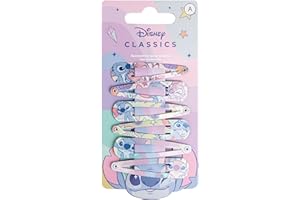 CERDÁ LIFE'S LITTLE MOMENTS Disney Lot de 6 barrettes à cheveux en métal antidérapantes avec impression Stitch pour filles - 5,1 cm
