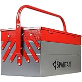 Spartan 17" Portable Tool Box | 5 Fold-Out Trays, Heavy-Duty Metal | Secure Locking, Easy-Grip Round Handle | Rust-Resistant 