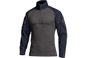 CQR Herren Combat-Shirt-Serie mit 1/4-Reißverschluss, Langarm, camo Militär-Shirt, Top
