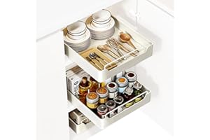 CIMVIDI Szuflada Teleskopowa, 1 Sztuki Wysuwane Organizery do Szafy, Wysuwane Szuflady do Sypialni, Spiżarni, Kuchni, Łazienki (43 x 31 x 7 cm), Bez Konieczności Wiercenia i Gwoździ (2)