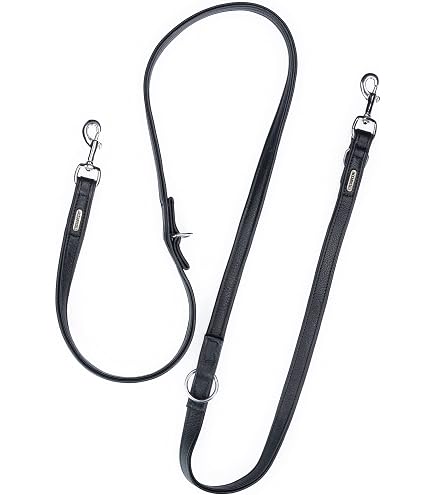 Guinzaglio Per Cani HUNTER Comfort - In Vera Pelle Di Mucca Morbida, Regolabile A 3 Lunghezze, Nero, 15 Mm X 200 Cm