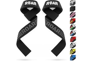 Roar® Correas Levantamiento de Pesas Profesionales 100% Algodón, Straps Powerlifting, Agarres para Gym, Agarraderas Gimnasio para Peso Muerto, Crossfit Weight Lifting