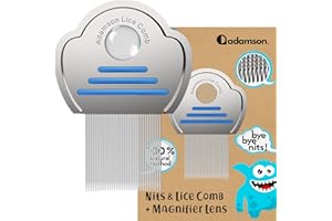 Adamson Pettine Pidocchi e Lendini Bambini - Pettinino Acciaio per Pidocchi - Elimina Pidocchi e Lendini - Resistente e facile da pulire - Pettinino Pidocchi