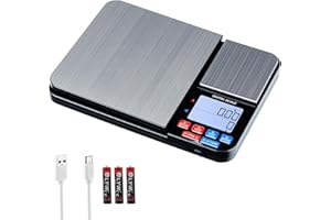 Wigearss Küchenwaage Digital mit Dual Plattform 10kg/1g und 500g/0.01g, Doppelfunktion Küchen Feinwaage mit 7 Einheiten, Zähl, Tara Funktion