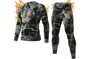 MeetHoo Zestaw męskiej bielizny termicznej, kompresyjna warstwa bazowa sportowa kalesony z podszewką polarową sprzęt zimowy do biegania na nartach