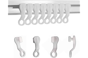 ASIWUJING Curtain Glider Hooks White Plastic Curtain Hook, Pack of 50