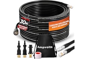 Ampvolts 30M Déboucheur Canalisation Haute Pression - 400 Bar/5800 PSI, Compatible avec Nettoyeurs Haute Pression karcher K2-K7, Lavor, Bosch - Pour un Nettoyage Facile des Tuyaux et Éviers Obstrués