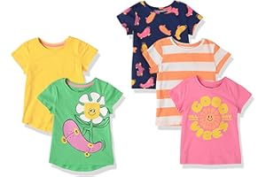 Amazon Essentials T-Shirt a Maniche Corte (precedentemente Spotted Zebra) Bambine e Ragazze, Confezioni Multiple