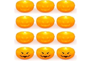 FLYQINTESS Bougie LED Citrouille Halloween, Bougies Flottante Aquatique Étanche Sans Flamme avec Télécommande, pour Halloween, Bassin, Piscine, Jardin, Intérieur Extérieur Fête (12pc)