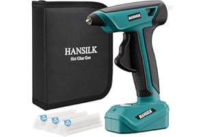HANSILK Pistola de Silicona Caliente Inalámbrica 2000mAh 30 Barras de Silicona–Pistola de Silicona Caliente Recargable por Type-C Calentamiento Rápido en 15s Ideal para Bricolaje Manualidades