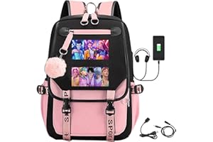 EZJOBLA Huntrix Schoolbags for Girl Anime Character Huntrix Merch Backpack Kids School Bag for Students Gifts for Boys Girls Fans