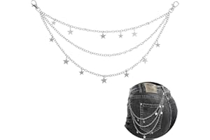 ABEILLO Chaîne de pantalon vintage pour femme, chaîne de jean étoilée, chaîne de poche, accessoires de corps pour femmes et filles, chaîne de portefeuille rock