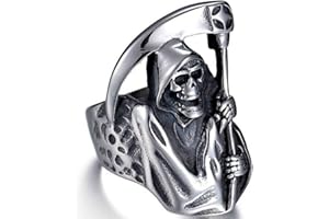 HCMA 316L Acier Inoxydable Mort Faucheuse Anneau Punk Rock Hip-hop crâne Anneaux Halloween fête Motard Explosion Sombre Mode Bijoux Cadeau