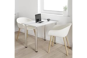 AKKE mikon 80x50 | Esszimmertisch - Esstisch - Tisch mit Chrombeinen - Küchentisch - Bürotisch | HELLGRAU