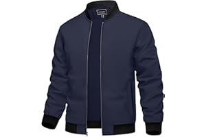 TACVASEN Herren Bomberjacke Leichte Übergangsjacke Fliegerjacken Frühling Herbst Blouson mit Taschen