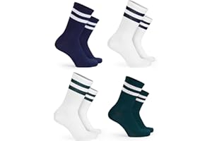 Basic Treasure Lot de 4 Paires de Chaussettes de Tennis Enfant en Coton – Tennis, Sport et Quotidien