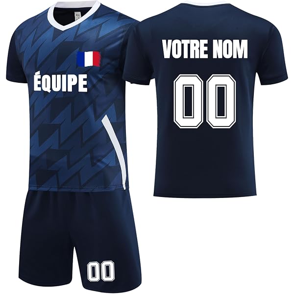 Maillot De Foot Personnalisable 2 Pièces - T-shirt + Short - Imprimé Nom, Numéro, Logo - Pour Enfants Et Adultes