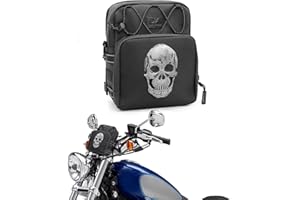 Quixofiber Motorbike Handlebar Bag - 3D Skull Motorcycle Bag - Waterproof, Universal Fit for Honda, Yamaha, Kawasaki, Suzuki, Harley, Triumph
